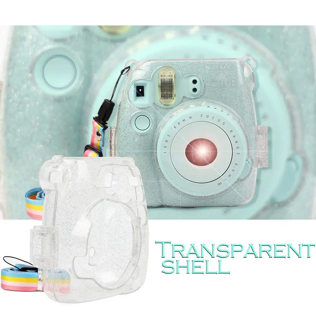 Transparent Shell Glitter Protective Case For Fuji Mini instant cameras 8/8+/9 Instant Cameras | Электроника