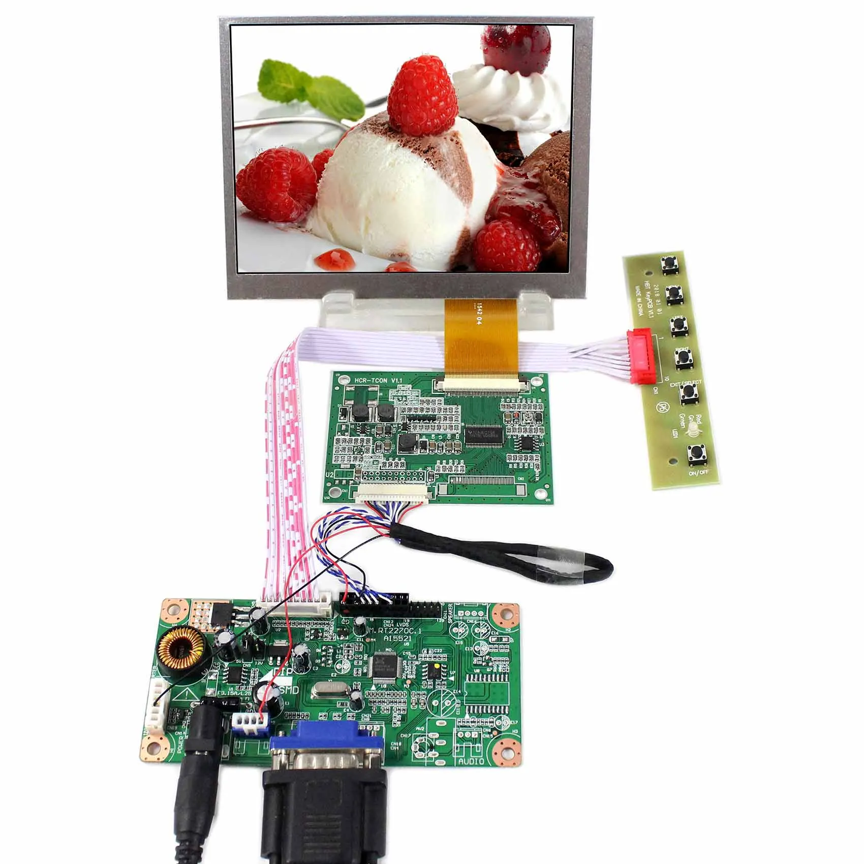 

5.6inch AT056TN52 V3 Resolution 640X480 Backlight WLED LCD Screen with VGA LCD Controller Board RT2270C-A