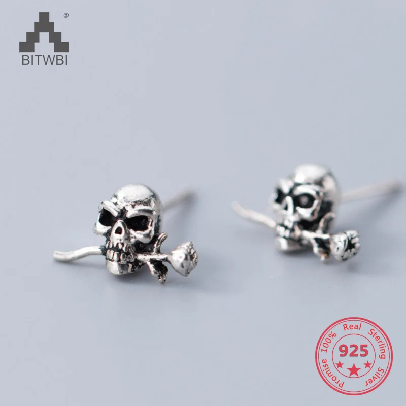 925 Sterling Silver Simple Retro Vintage Ethnic Skull Rose Stud Earring Jewelry for Women
925 Sterling Silver Simple Retro Vintage Ethnic Skull Rose Stud Earring Jewelry for Women