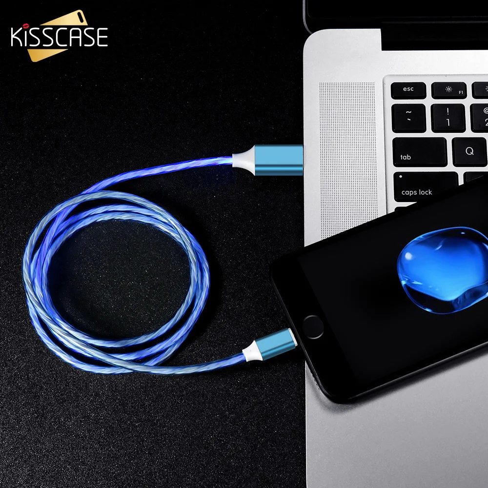 KISSCASE флэш USB кабель для iPhone 6 7 8 X XS MAX XR красочный свет зарядный 6s plus шнур|Кабели