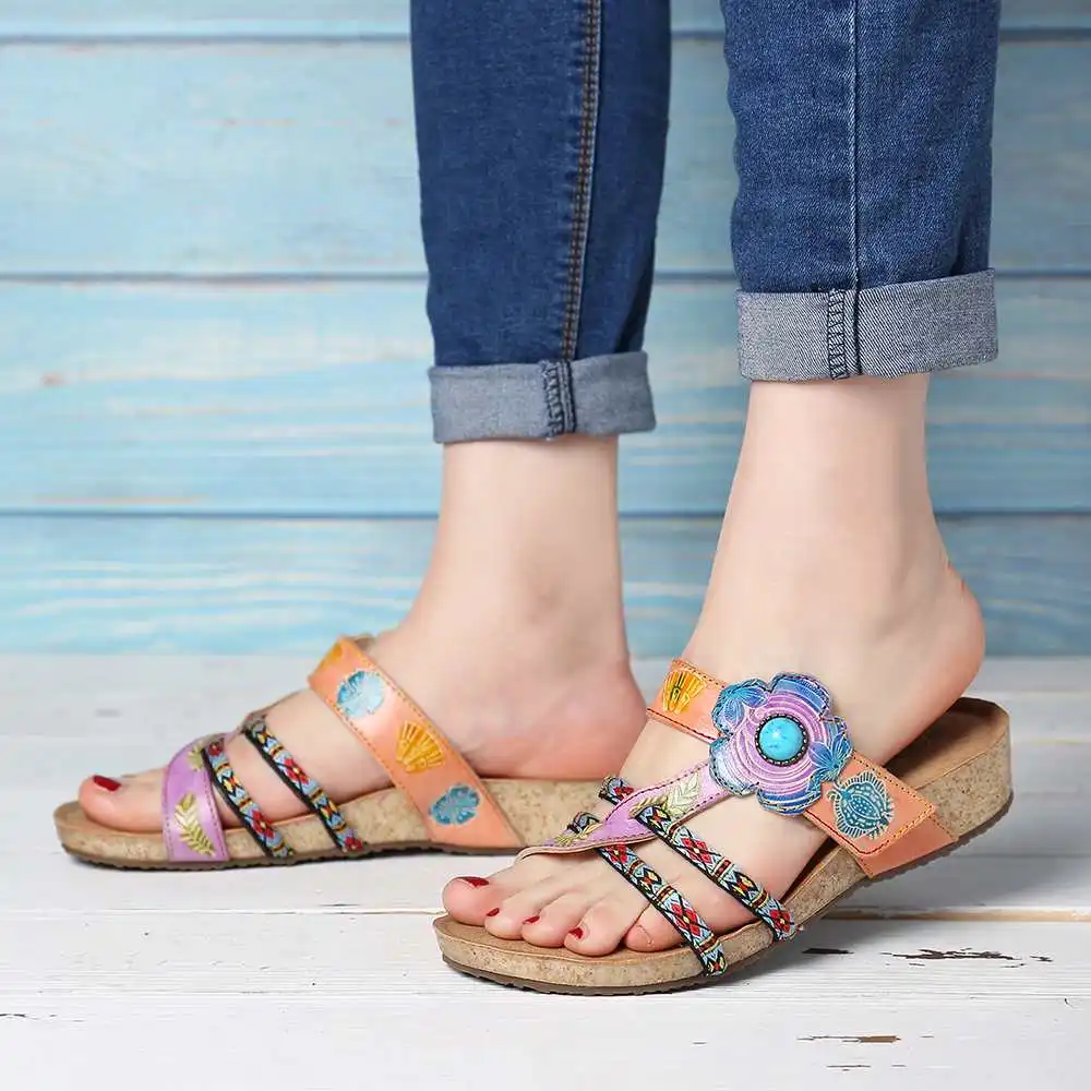 SOCOFY Bohemian Rope Floral Retro Gems Splicing Genuine Leather Adjustable Hook Loop Sandals Comfortable Casual Flat Women Shoes
SOCOFY Bohemian Rope Floral Retro Gems Splicing Genuine Leather Adjustable Hook Loop Sandals Comfortable Casual Flat Women Shoes