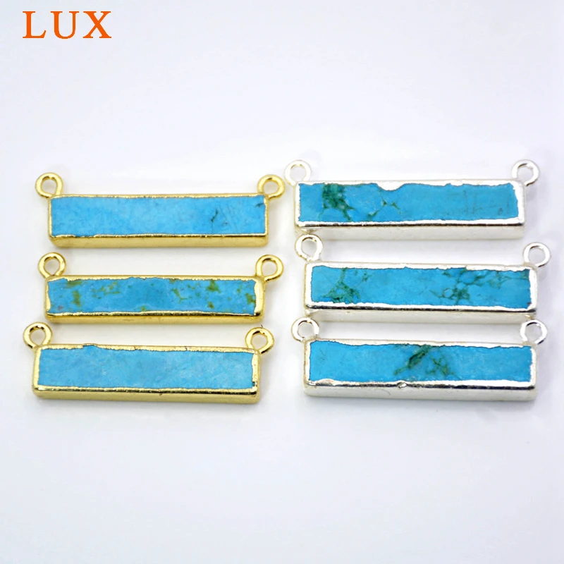Special Rectangle Howlite Turquoises Connectors With Gold/silver Plated Double Bails Blue Bar Connector Gem stone Jewelry
Special Rectangle Howlite Turquoises Connectors With Gold/silver Plated Double Bails Blue Bar Connector Gem stone Jewelry