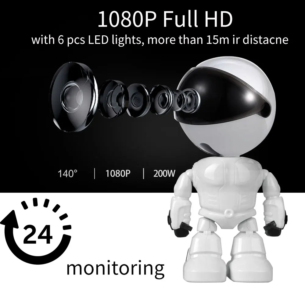 Робот камера TUYA Alexa Echo 1080P HD радионяня Wi Fi двусторонняя аудиосвязь IP ночное