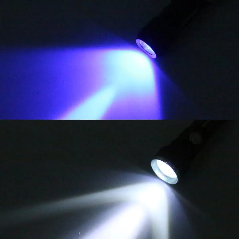 UV Torch Lamp 2 LED Flash Light Purple Light Tool Adjustable USB Rechargeable Mini Led Flashlight with USB Charging for Outdoor
UV Torch Lamp 2 LED Flash Light Purple Light Tool Adjustable USB Rechargeable Mini Led Flashlight with USB Charging for Outdoor