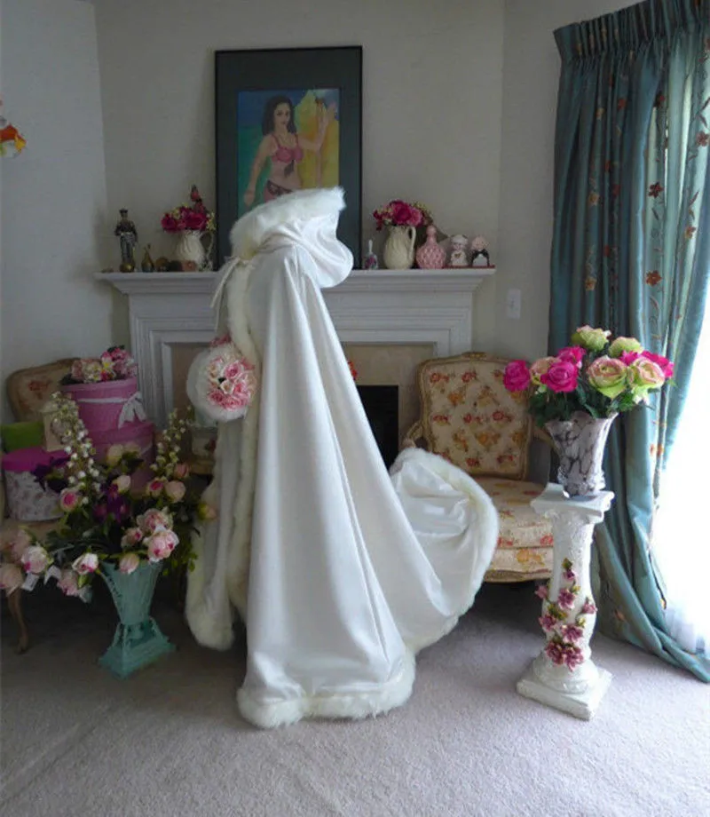 Victorian Winter Bridal Capes Ivory Satin 69 Inch with Fur Trim Wedding Fur Cloak Handmade
Victorian Winter Bridal Capes Ivory Satin 69 Inch with Fur Trim Wedding Fur Cloak Handmade