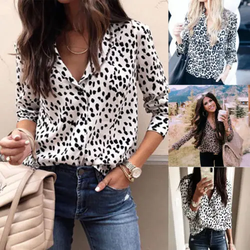Ladies Women Leopard Print Blouse Autumn Clothing Women Long Sleeves V-neck Button Casual Shirt Tops
Ladies Women Leopard Print Blouse Autumn Clothing Women Long Sleeves V-neck Button Casual Shirt Tops