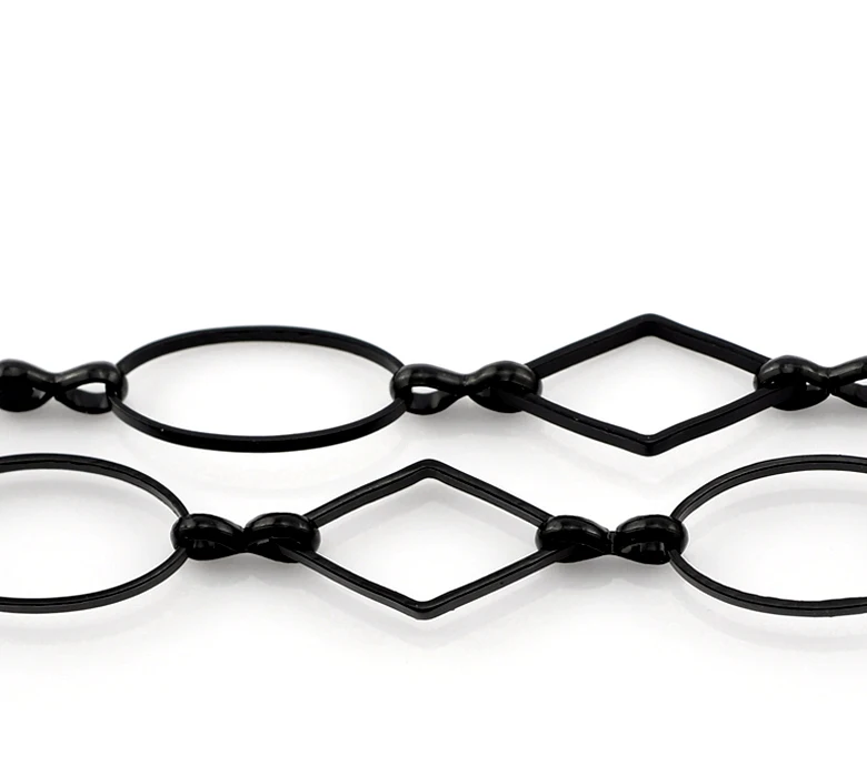 

Lovely 1PC Black Oval & Rhombus Link Chain 16x9mm 16x8mm,1M(39 3/8") long (B21725)
