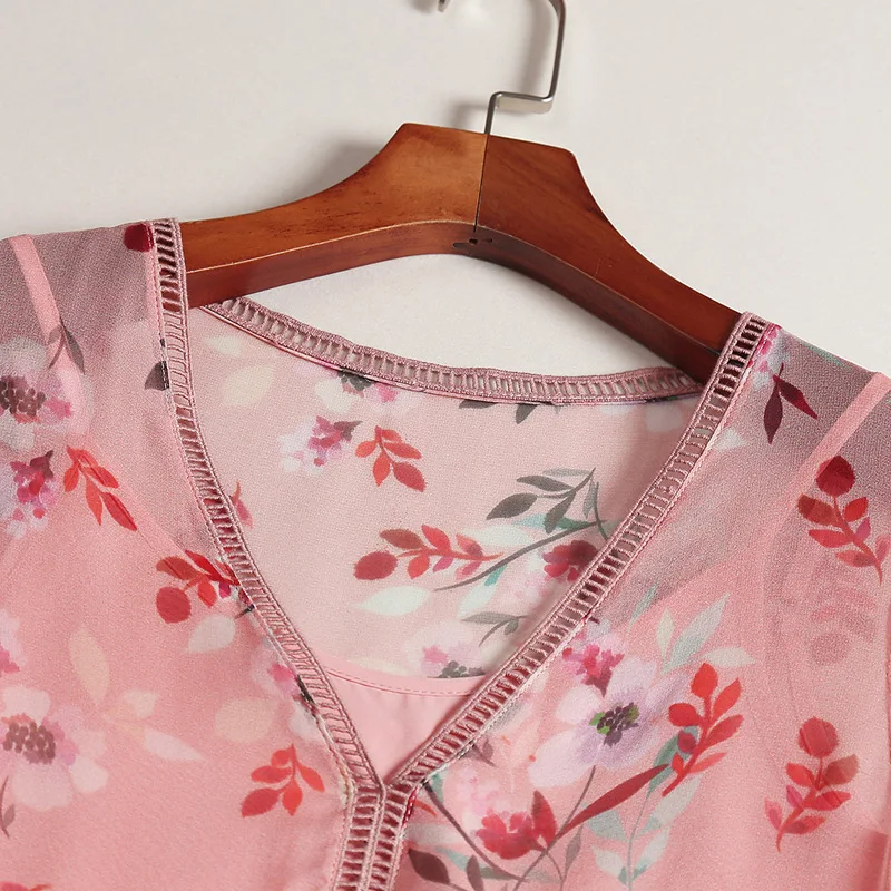 Женское платье из натурального шелка весна-лето 2019 женские платья с цветочным