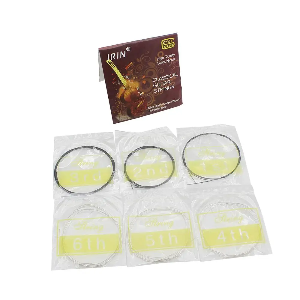 IRIN 6pcs Classical Guitar String Set Black Sliver Plated Nylon Core Copper Wound Guitarra Strings Guitar Parts Accessories C101
IRIN 6pcs Classical Guitar String Set Black Sliver Plated Nylon Core Copper Wound Guitarra Strings Guitar Parts Accessories C101