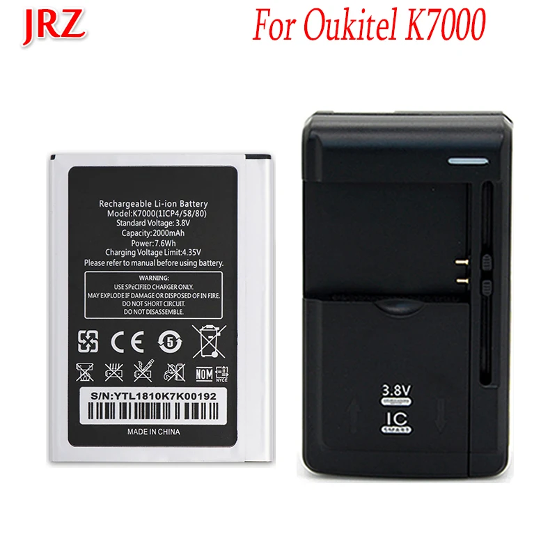 JRZ 1 шт. батарея + универсальное док зарядное устройство 2000 мАч для Oukitel K7000