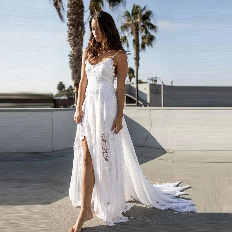 Beach Wedding Dress See Through Robe De Mariee 2019 Split Chiffon Sexy Bridal Dresses Boho Wedding Dress Spaghetti Straps
Beach Wedding Dress See Through Robe De Mariee 2019 Split Chiffon Sexy Bridal Dresses Boho Wedding Dress Spaghetti Straps