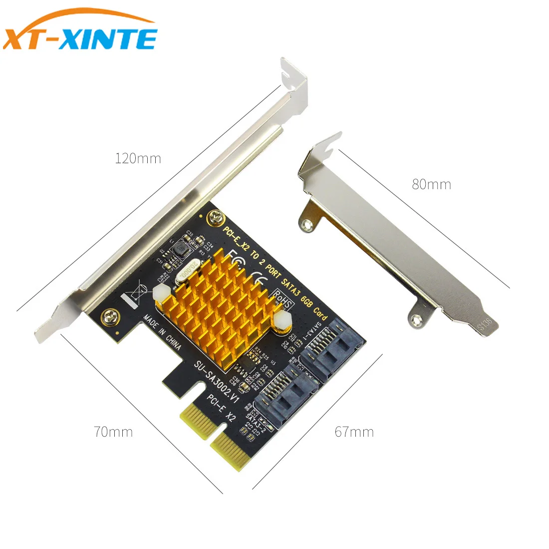 PCI-E PCI Express to SATA3.0 SATA 3 III 6Gbps 2 Ports Controller Expansion Card Adapter with Low Profile Bracket Heatsink
PCI-E PCI Express to SATA3.0 SATA 3 III 6Gbps 2 Ports Controller Expansion Card Adapter with Low Profile Bracket Heatsink