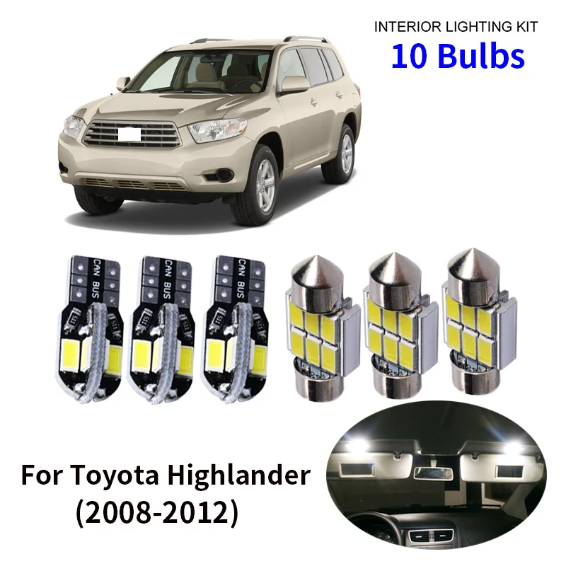 10pcs Car Accessories White Interior LED Light Bulbs Package Kit For 2008-2012 Toyota HighlanderT10 31MM Map Dome Trunk Lamp
10pcs Car Accessories White Interior LED Light Bulbs Package Kit For 2008-2012 Toyota HighlanderT10 31MM Map Dome Trunk Lamp