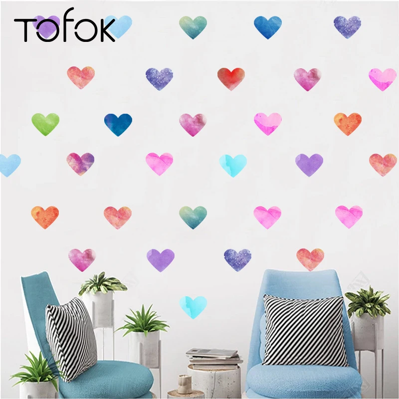 Tofok Colorful 15pcs/set Heart DIY Wall Sticker Watercolor Nordic Style Ins Bedroom Kids Room Mural Decals Wardrobe Fridge Decor
Tofok Colorful 15pcs/set Heart DIY Wall Sticker Watercolor Nordic Style Ins Bedroom Kids Room Mural Decals Wardrobe Fridge Decor