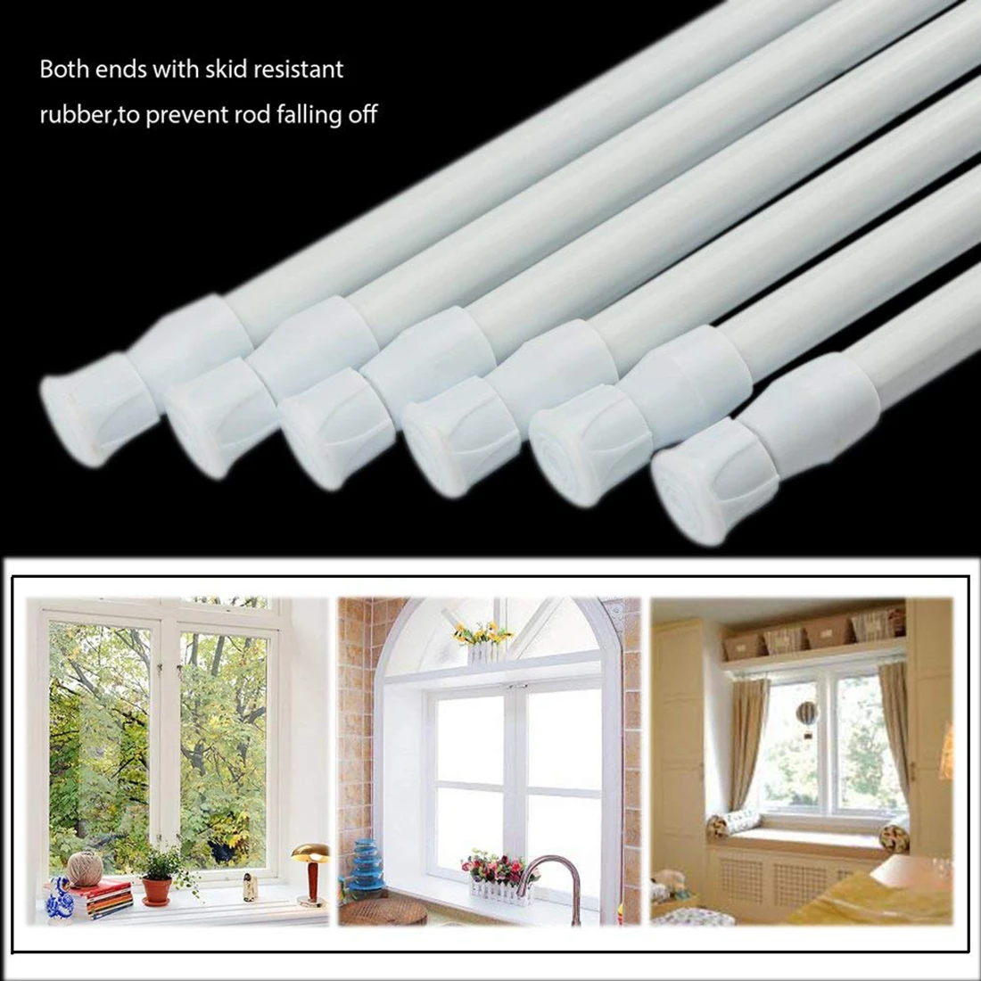 6 Pack Tension Rods, Adjustable Spring Steel Cupboard Bars Rod Curtain Rods, Extendable
6 Pack Tension Rods, Adjustable Spring Steel Cupboard Bars Rod Curtain Rods, Extendable