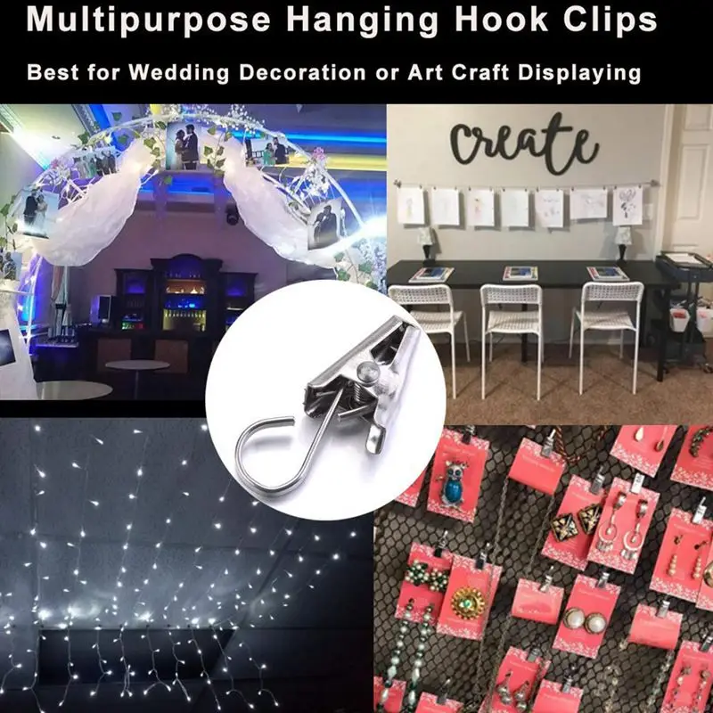 100 Pack Stainless Steel heavy-duty Shower Curtain Clip With Hook String Party Lights Hanger Wire Holder For photos bedroom
100 Pack Stainless Steel heavy-duty Shower Curtain Clip With Hook String Party Lights Hanger Wire Holder For photos bedroom