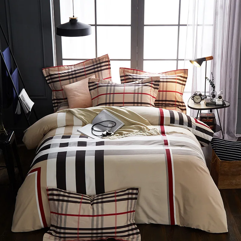 23 Colors Europe Brief Plaid Cotton Thickend 4Pcs Bedding Set King Queen Duvet Cover + Sheet +Pillow Cases DeMissir Dropshipping
23 Colors Europe Brief Plaid Cotton Thickend 4Pcs Bedding Set King Queen Duvet Cover + Sheet +Pillow Cases DeMissir Dropshipping