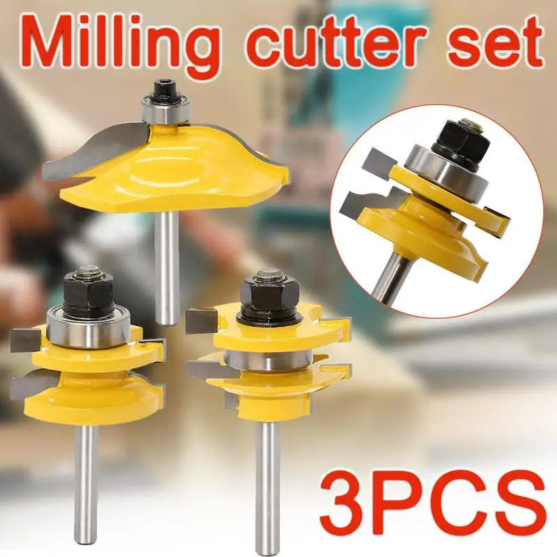 3pcs 1/4 Shank High-Grade Wood Tenon Router Bit Trimming Door Cupboard Frame Milling Cutters Woodworking Drill Bit Tools Set
3pcs 1/4 Shank High-Grade Wood Tenon Router Bit Trimming Door Cupboard Frame Milling Cutters Woodworking Drill Bit Tools Set