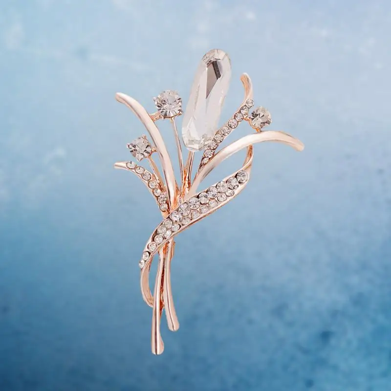 Elegant Women Ladies Exquisite Flower with Rhinestone Brooch Pin Clothing Accessory | Украшения и аксессуары