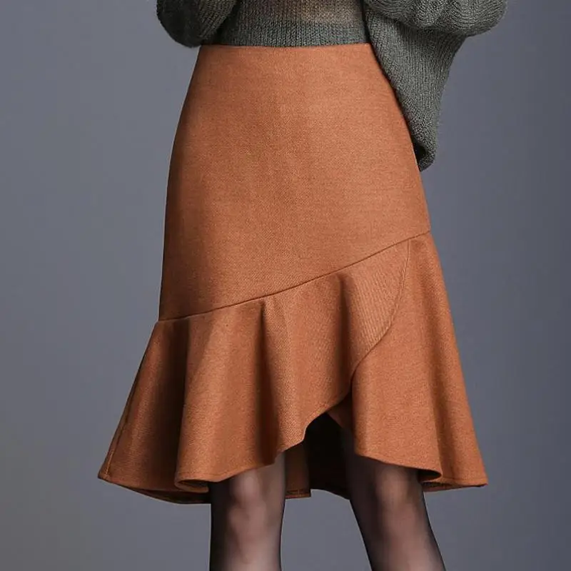 Shuchan Trumpet / Mermaid Women's Skirt Woolen Blend Knee-length High Waist Office Lady Winter Warm Skirt Big Size Women Clothes
Shuchan Trumpet / Mermaid Women's Skirt Woolen Blend Knee-length High Waist Office Lady Winter Warm Skirt Big Size Women Clothes
