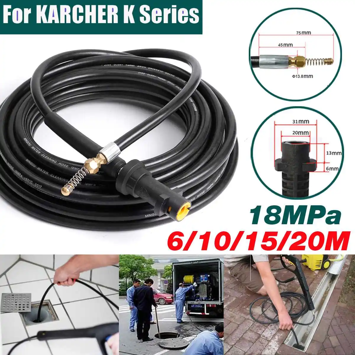 6/10/15/20m Pressure Washer Sewer Drain Cleaning Hose 1/4 Inch Quick Release Drain Sewer Cleaning Hose
6/10/15/20m Pressure Washer Sewer Drain Cleaning Hose 1/4 Inch Quick Release Drain Sewer Cleaning Hose
