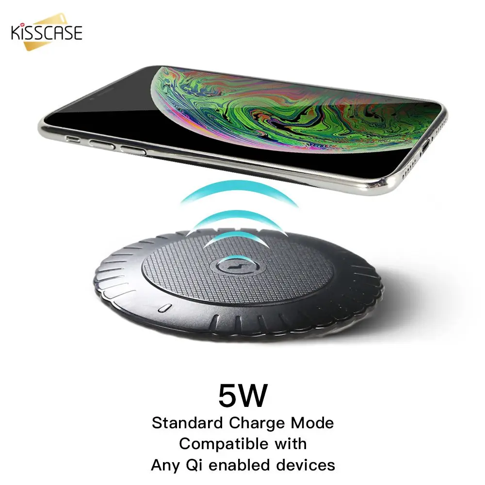 KISSCASE 5W Qi Wireless Fast Charger For iPhone X Xs MAX XR 8 7 Plus Samsung S9 S10 USB Car Phone Charging | Мобильные телефоны и