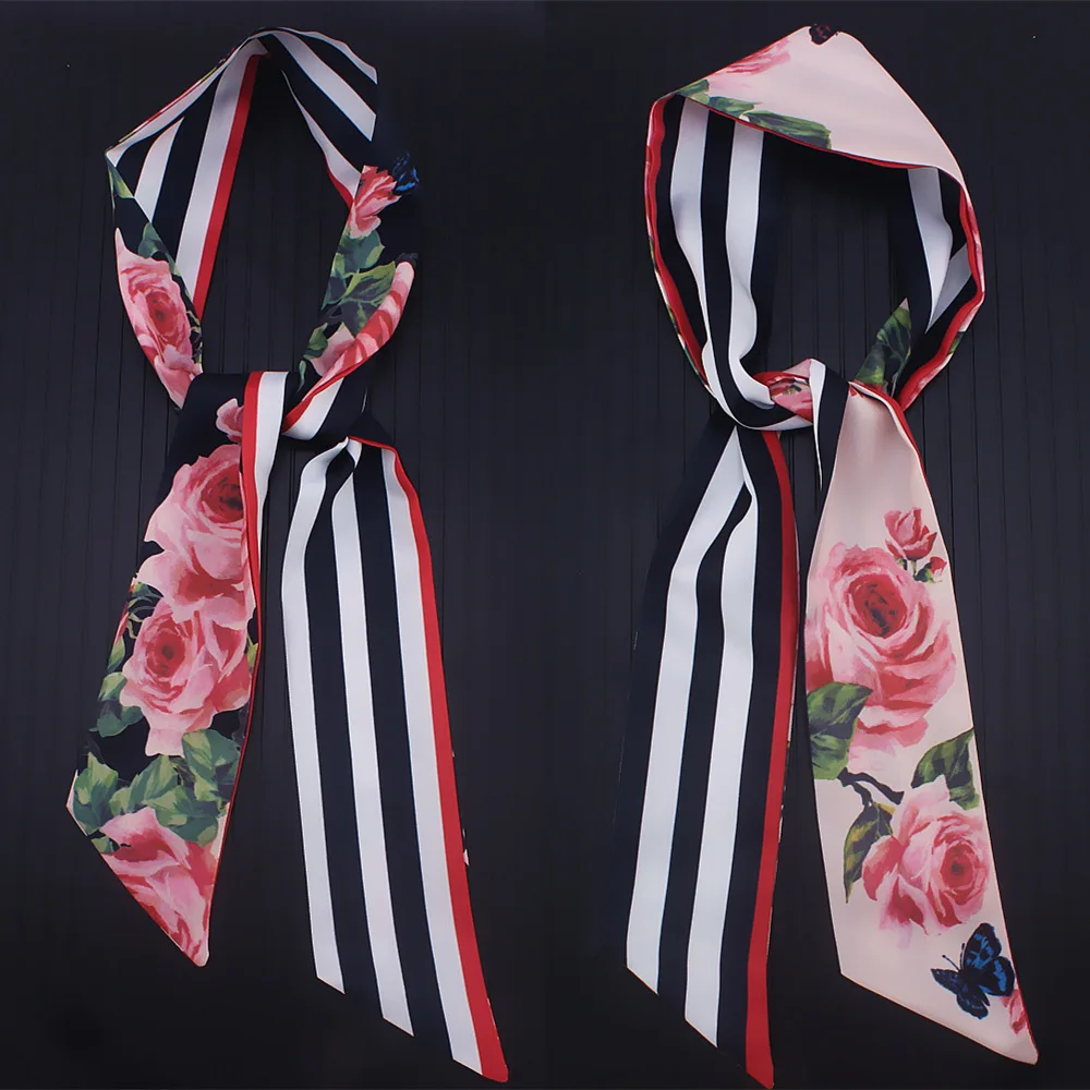 110*7cm New Rose Flowers Plant Stripe Two-sided Silk Lady Riband Scarves Bag Scarf Small Ribbon Hair Band Bandeau Clothing Match
110*7cm New Rose Flowers Plant Stripe Two-sided Silk Lady Riband Scarves Bag Scarf Small Ribbon Hair Band Bandeau Clothing Match