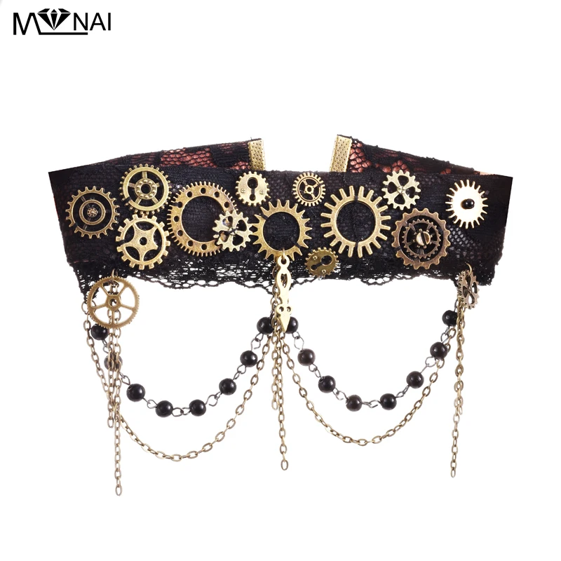 Women Steampunk Lady Retro Gears Lace Choker With Beads Chains Collars Gothic Jewelry Accessories
Women Steampunk Lady Retro Gears Lace Choker With Beads Chains Collars Gothic Jewelry Accessories