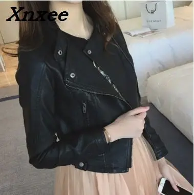 Female jacket washed PU leather jackets soft leather coat oblique zipper collar short paragraph motorcycle leather coats Xnxee
Female jacket washed PU leather jackets soft leather coat oblique zipper collar short paragraph motorcycle leather coats Xnxee