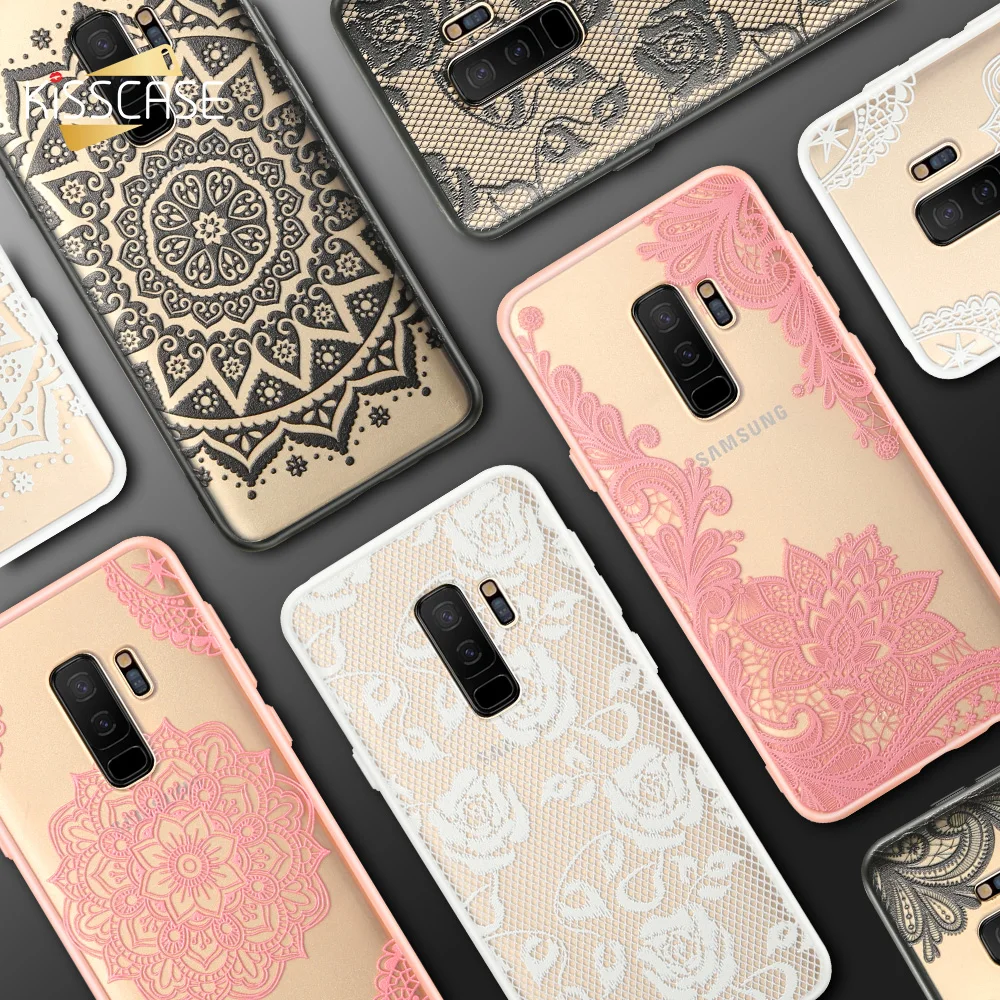 Жесткий чехол KISSCASE из поликарбоната с кружевными цветами для Samsung Galaxy J4 J6 A6 A8 Plus J2