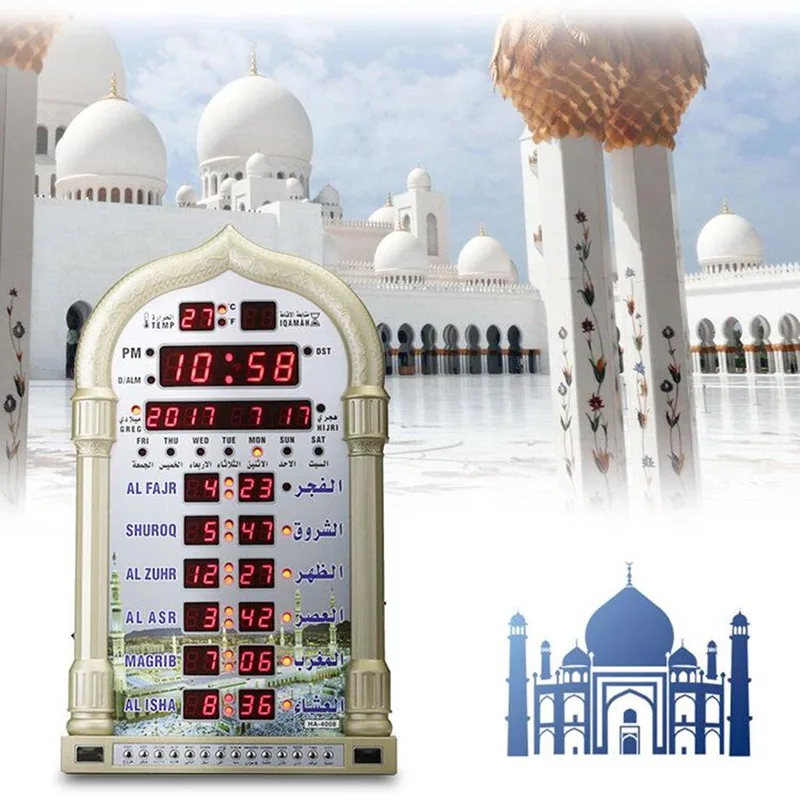 Azan Clock Led Prayer Clock Wall Clock Read Home Office Mosque Digital Azan Clock Home Decor + Remote Control Decorative Clock
Azan Clock Led Prayer Clock Wall Clock Read Home Office Mosque Digital Azan Clock Home Decor + Remote Control Decorative Clock