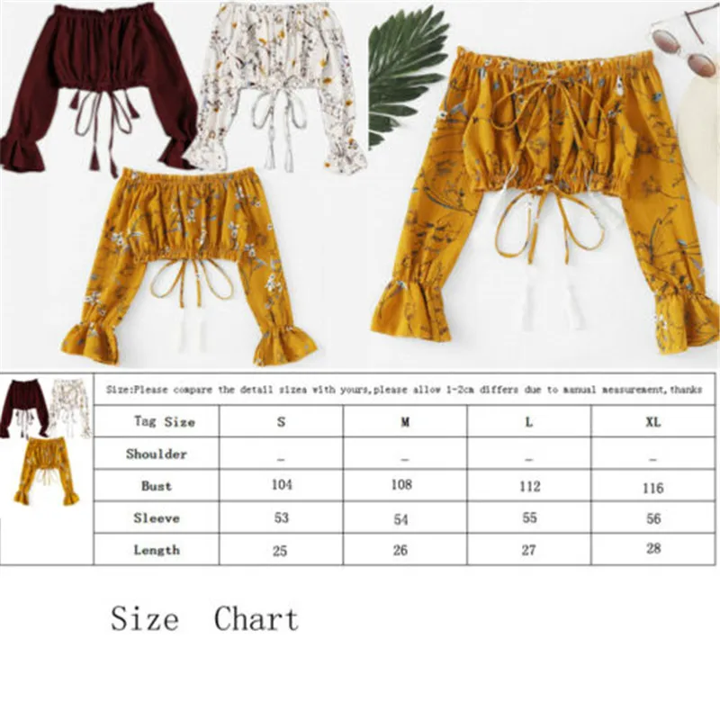 Women Blouse Casual Off Shoulder Ladies Chiffon Blouse Loose Floral Print Crop Tops Long Sleeves Summer Beach Hot
Women Blouse Casual Off Shoulder Ladies Chiffon Blouse Loose Floral Print Crop Tops Long Sleeves Summer Beach Hot
