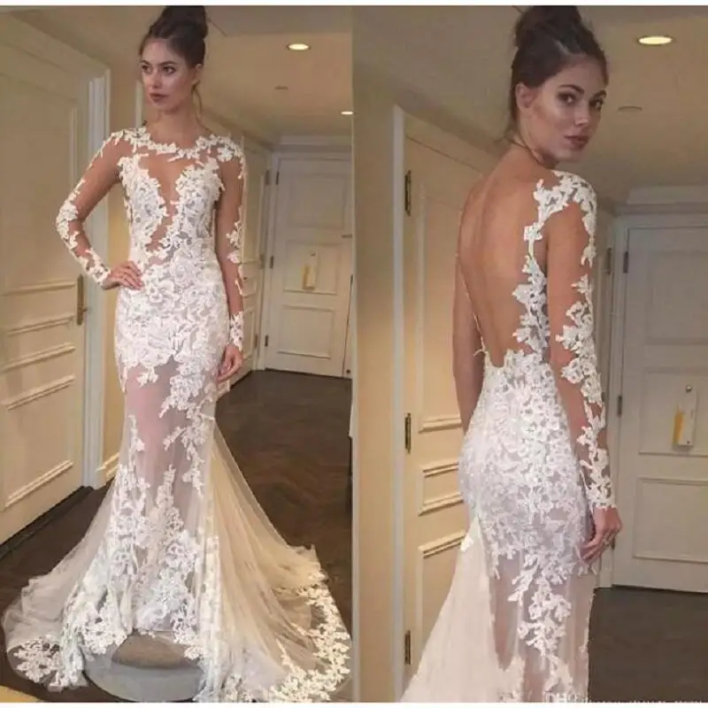 Sexy Backless Lace Wedding Dresses 2021 Robe De Mariee Sheer Long Sleeve Mermaid Wedding Gowns Handmade Bride Dress
Sexy Backless Lace Wedding Dresses 2021 Robe De Mariee Sheer Long Sleeve Mermaid Wedding Gowns Handmade Bride Dress