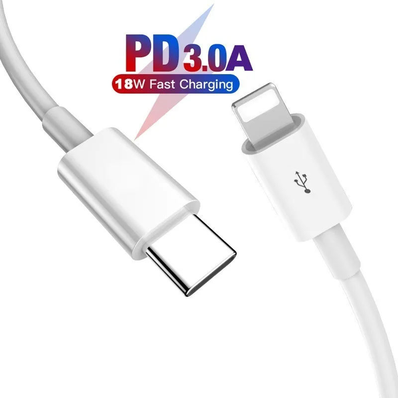PD кабель для быстрой зарядки USB C Lightning iPhone Xs X 8 pin к TypeC 3A быстрое зарядное