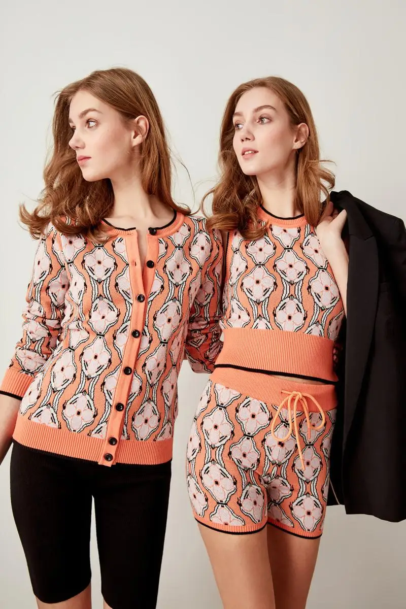 Trendyol Orange Jacquard Cotton Summer Knitwear Jumper TCLSS19FV0059 | Женская одежда