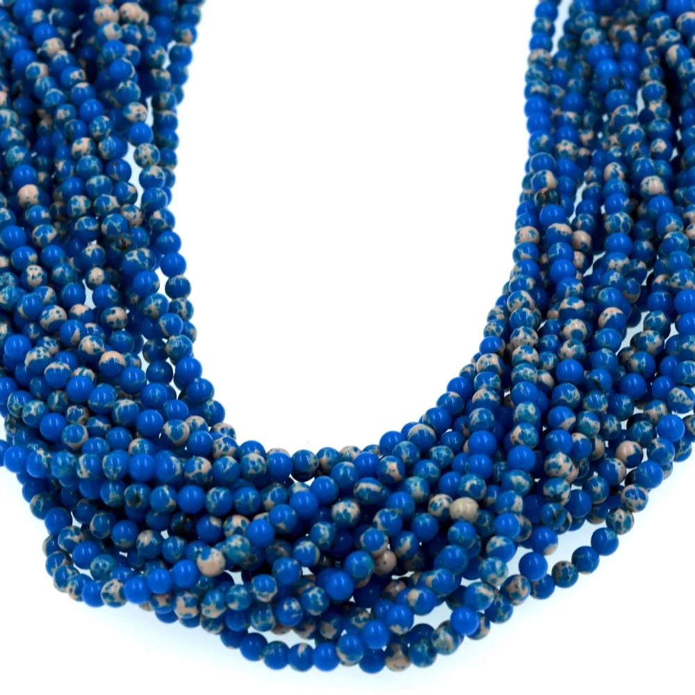 4 мм круглые гладкие синие jaspers Imperial Jaspe r beads бусина для изготовления украшений