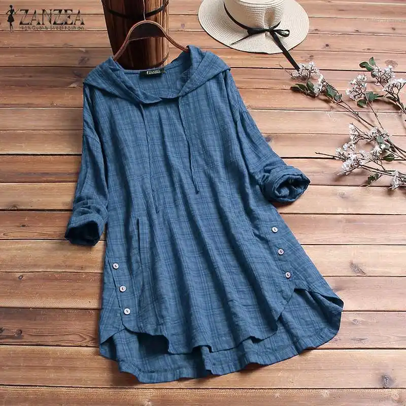 2021 Summer ZANZEA Women Plaid Tops Casual Long Sleeve Pockets Hooded Blouse Office Ladies Work Shirt Check Tunic Tops
2021 Summer ZANZEA Women Plaid Tops Casual Long Sleeve Pockets Hooded Blouse Office Ladies Work Shirt Check Tunic Tops