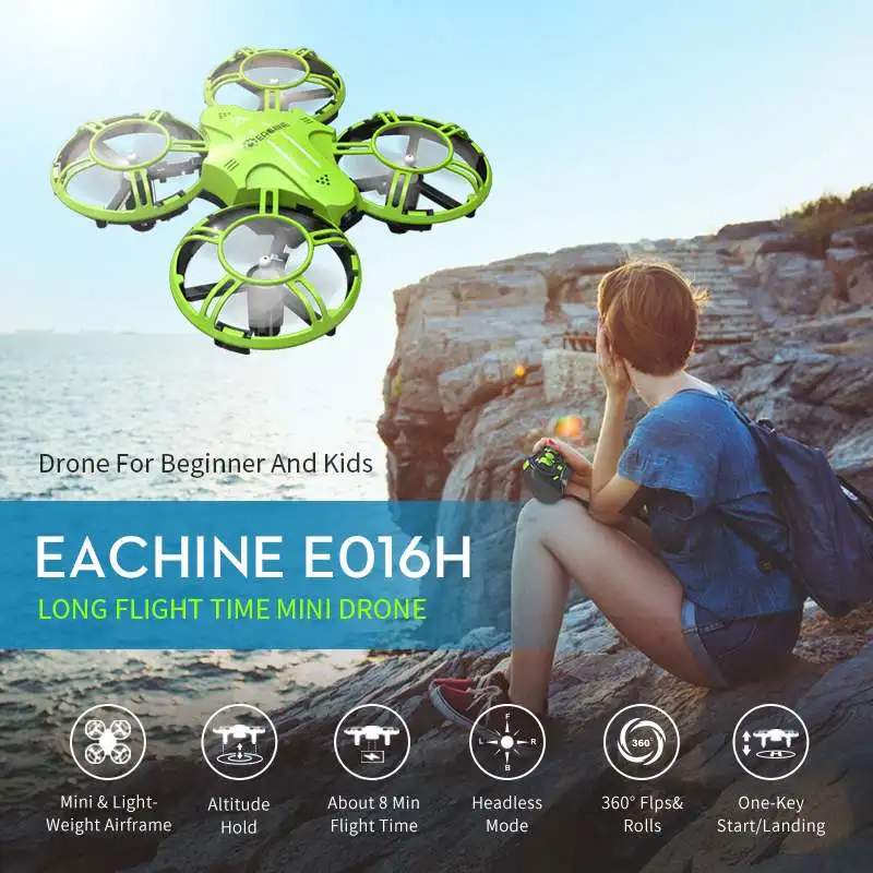 Оригинальный мини Квадрокоптер E016H время полета 8 минут 2 4G RC RTF для детей