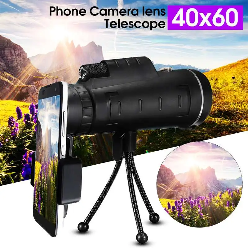 40X60 Monocular BAK4 Monocular Telescope HD Prism Scope With Phone Clip Tripod for Outdoor Activities
40X60 Monocular BAK4 Monocular Telescope HD Prism Scope With Phone Clip Tripod for Outdoor Activities