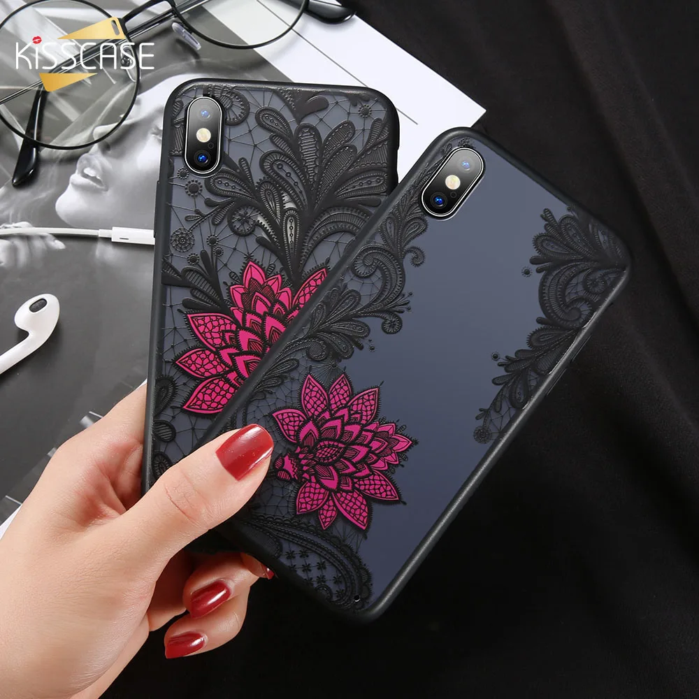 Чехол KISSCASE с кружевным узором для Samsung Galaxy S9 S8 Plus Note 9 8 жесткие чехлы черным