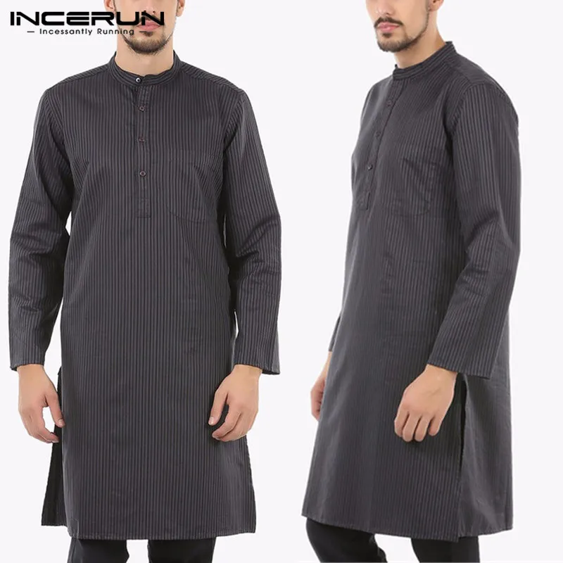 Мусульманский Тауб костюм полосатая рубашка tobe Jubba индийская мужская длинный