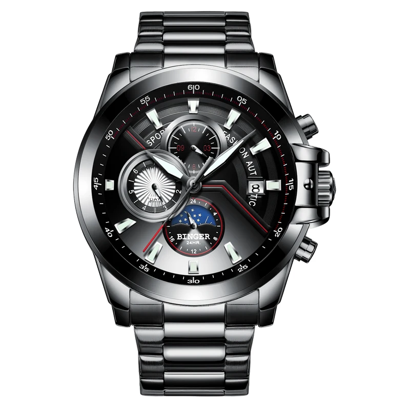 New Luxury Brand Men Watches BINGER Watch Men Moon Phase Luminous Watches Male Waterproof Mechanical Wristwatches B1189-5
New Luxury Brand Men Watches BINGER Watch Men Moon Phase Luminous Watches Male Waterproof Mechanical Wristwatches B1189-5