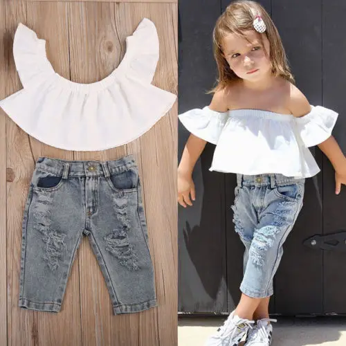 6M-4T Summer Infant Baby Girls Off Shoulder Tops+Denim Pants Hole Jeans Outfit Clothes Set
6M-4T Summer Infant Baby Girls Off Shoulder Tops+Denim Pants Hole Jeans Outfit Clothes Set