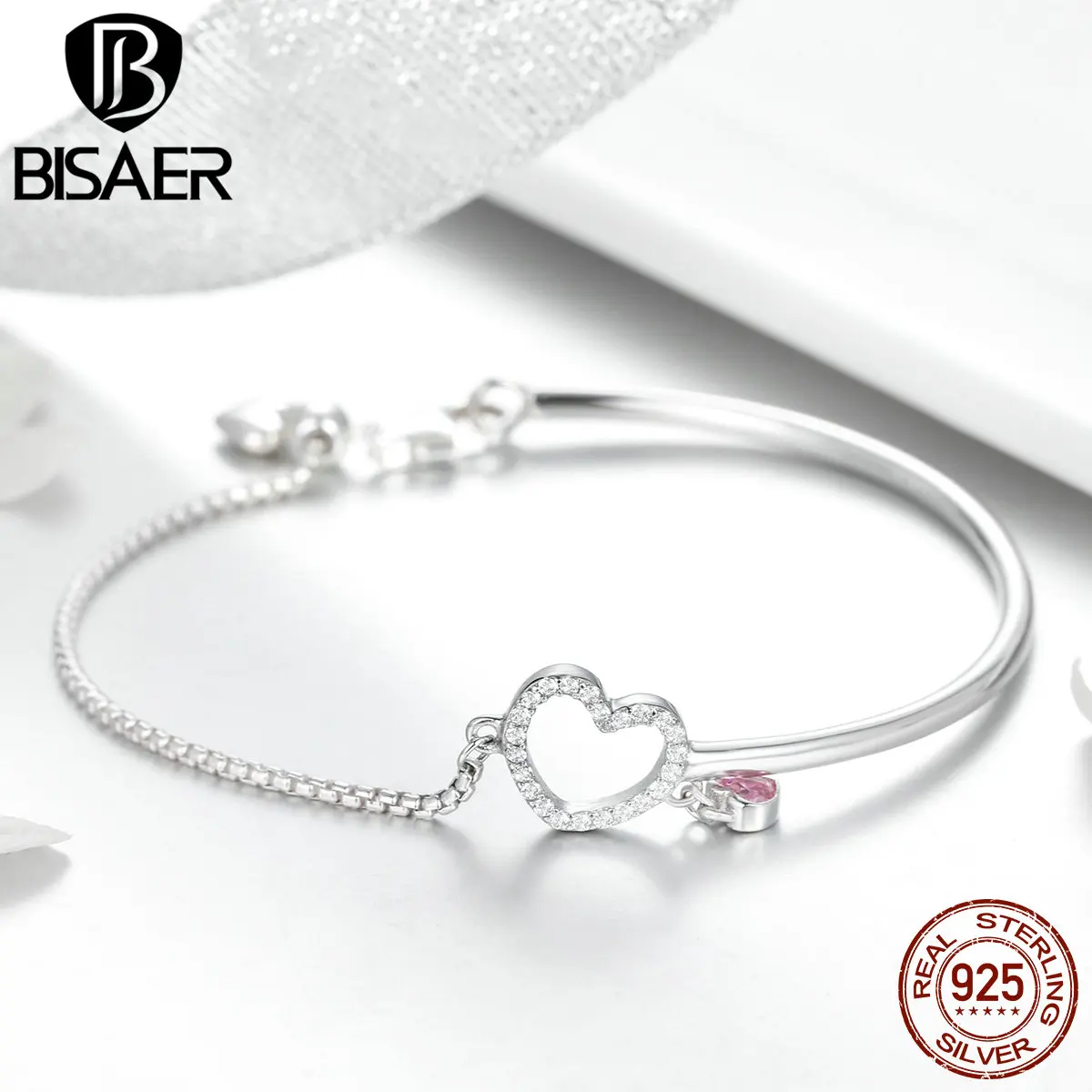 BISAER 925 Sterling Silver Chain Link Heart Bracelets Pulseira Clear CZ Heart Lobster Chain Female Bracelet Fine Jewelry ECB117
BISAER 925 Sterling Silver Chain Link Heart Bracelets Pulseira Clear CZ Heart Lobster Chain Female Bracelet Fine Jewelry ECB117
