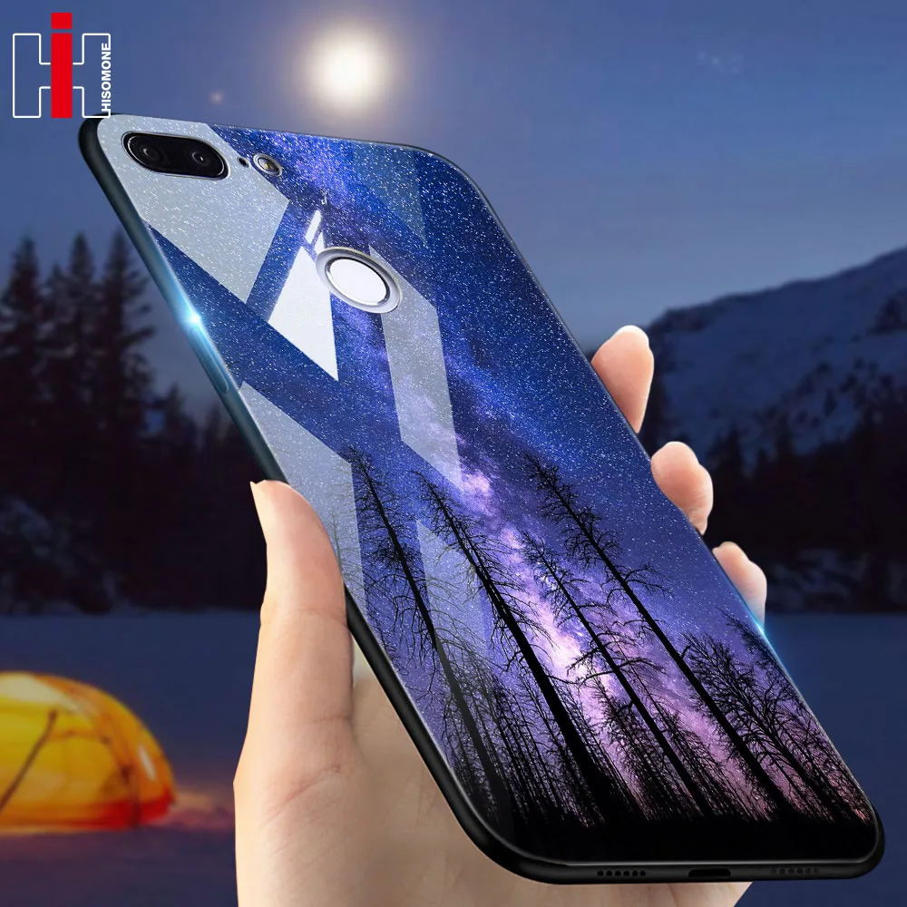 Hisomone Luxury Tempered Glass Case On For Huawei Honor 9 Lite 10 Play Star Pattern P Smart P20 Pro Nova 3 |