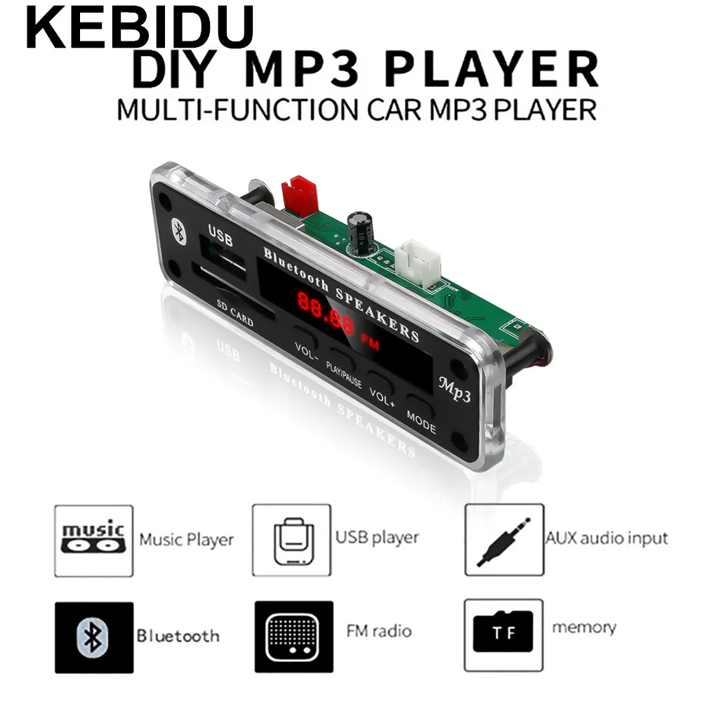 KEBIDU V19 Wireless Bluetooth 5-12V MP3 WMA Decoder Board Audio Module USB Radio MP3 Players For Car
KEBIDU V19 Wireless Bluetooth 5-12V MP3 WMA Decoder Board Audio Module USB Radio MP3 Players For Car