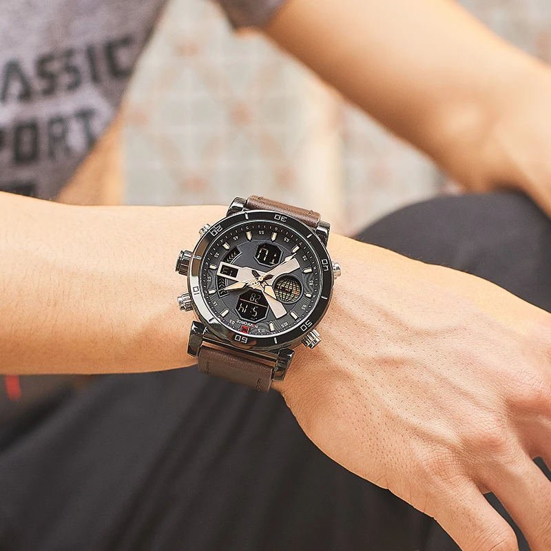 NAVIFORCE мужские часы Топ люксовый бренд спортивные s кожаные водонепроницаемые