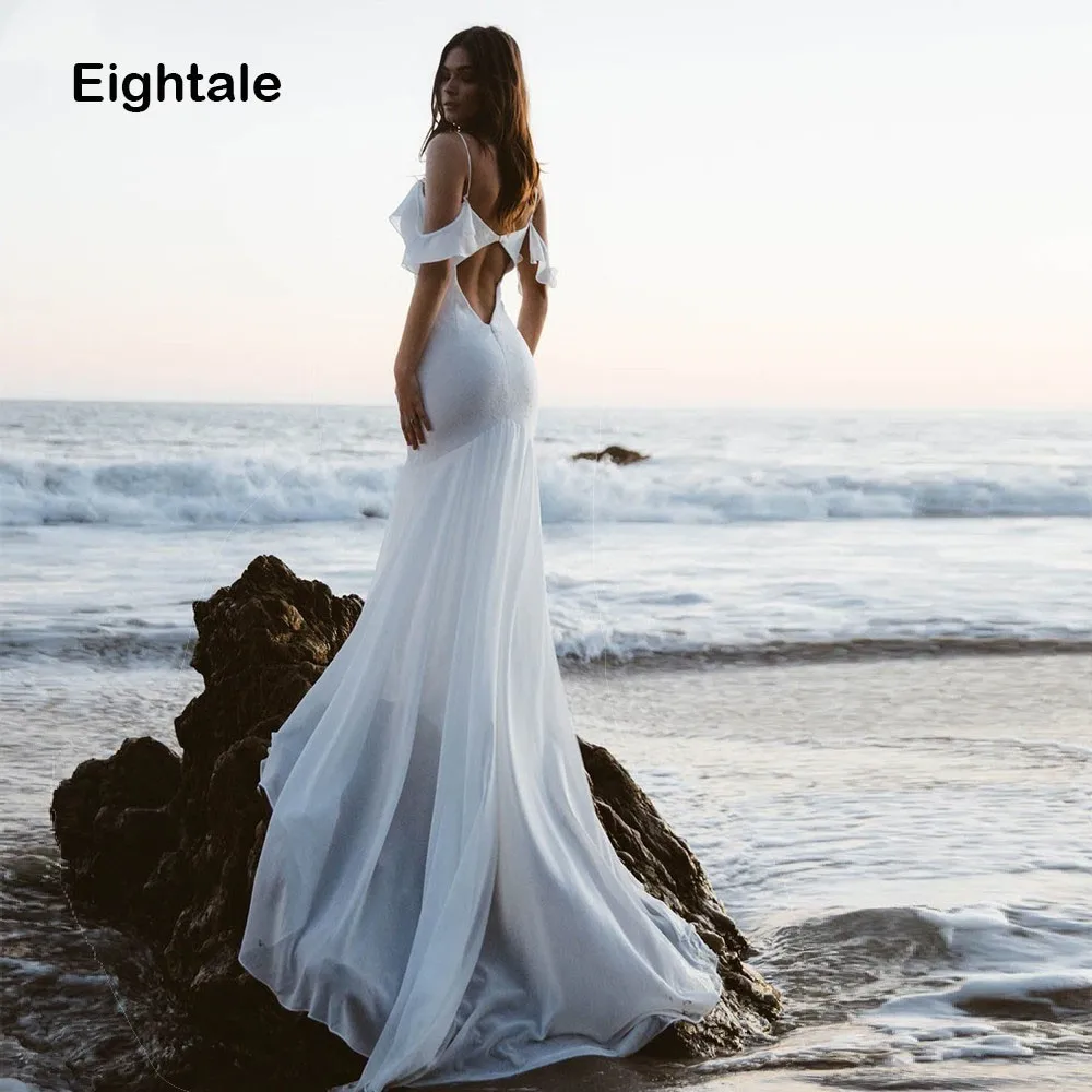 Eightale Beach Wedding Dress Spaghetti Strap Mermaid Bridal Dress Sexy White Ivory Chiffon Wedding Gowns Vestido De Noiva New
Eightale Beach Wedding Dress Spaghetti Strap Mermaid Bridal Dress Sexy White Ivory Chiffon Wedding Gowns Vestido De Noiva New
