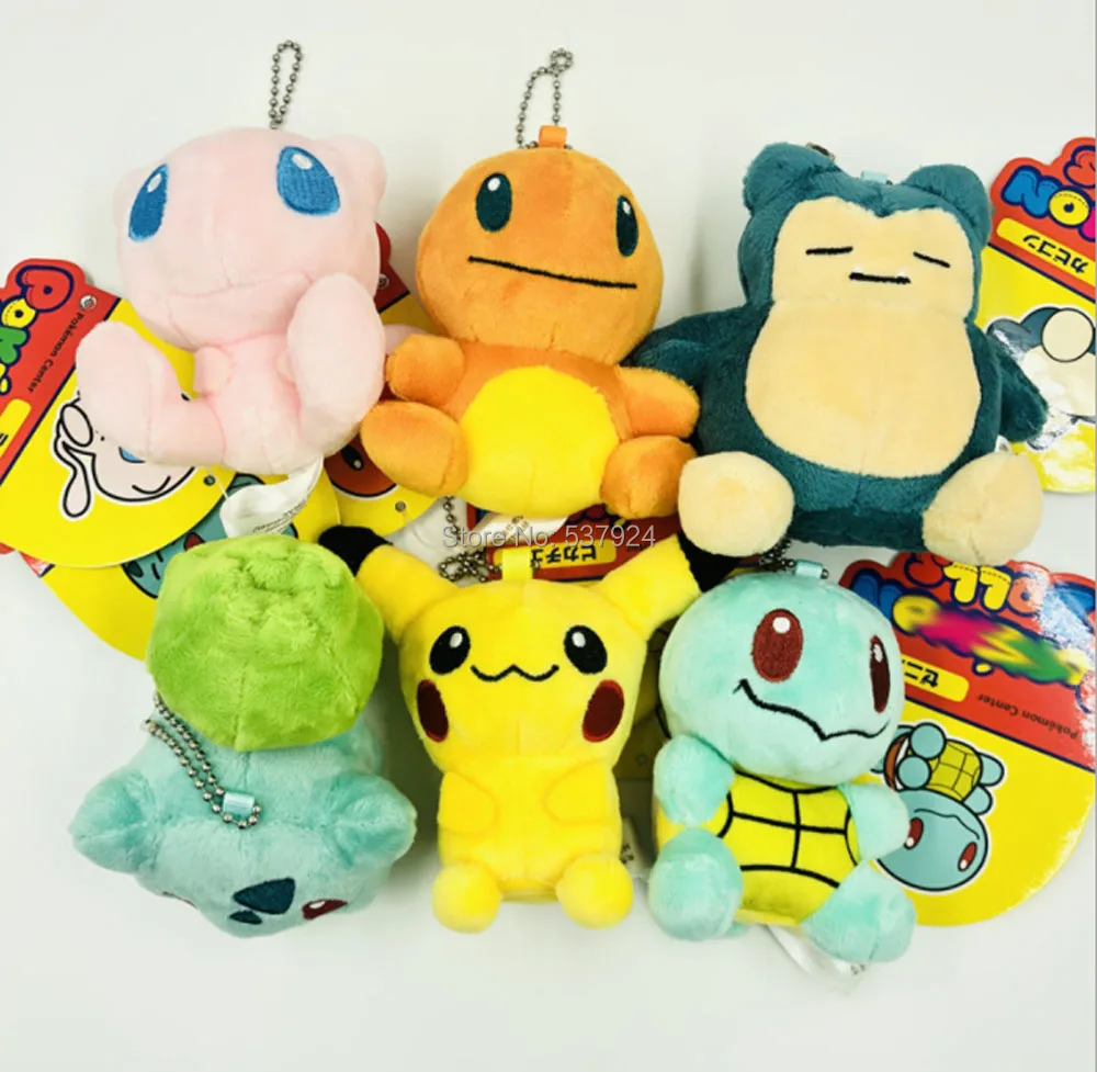Новинка 10 шт. Q Пикачу сaнтoй Snorlax 4 "10 см Брелок плюшевая кукла кулон|Персонажи
