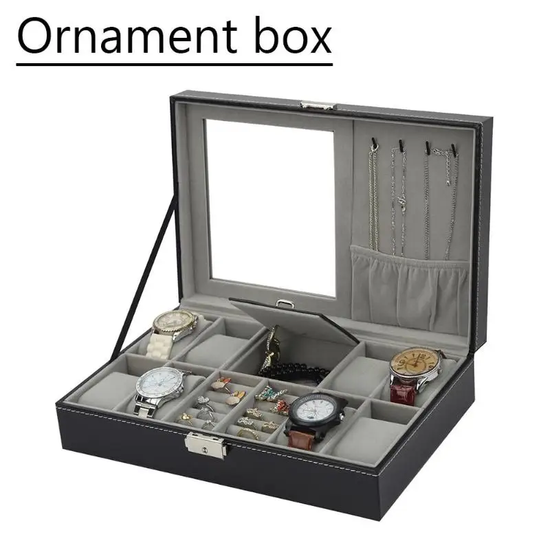 Multifunction High Quality Jewelry Box Black PU Leather Watch Box High-end Watch Rings Bracelet Jewelry Storage Gift Box
Multifunction High Quality Jewelry Box Black PU Leather Watch Box High-end Watch Rings Bracelet Jewelry Storage Gift Box